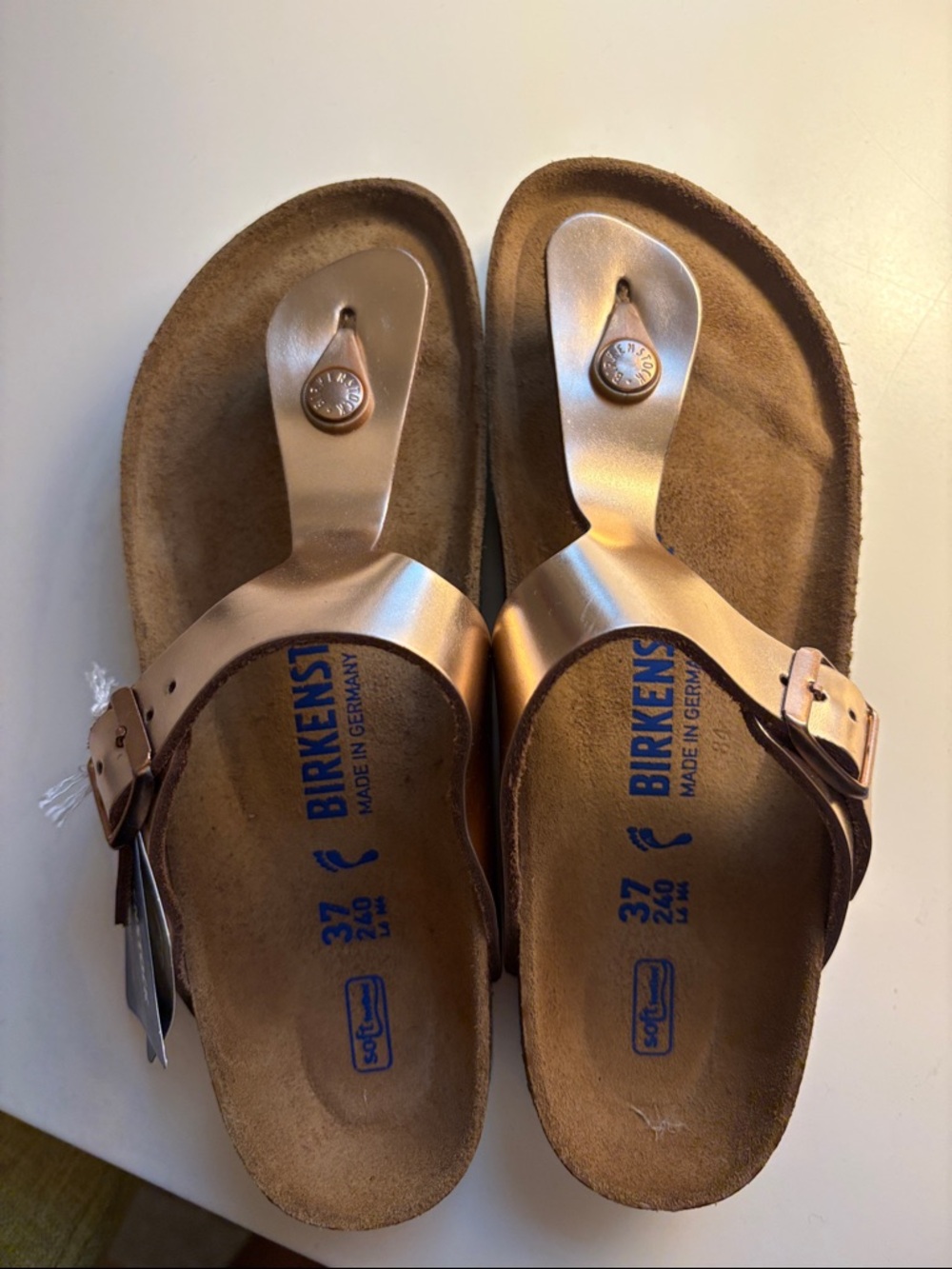Birkenstock Metallic Rose Gold Thong Sandals